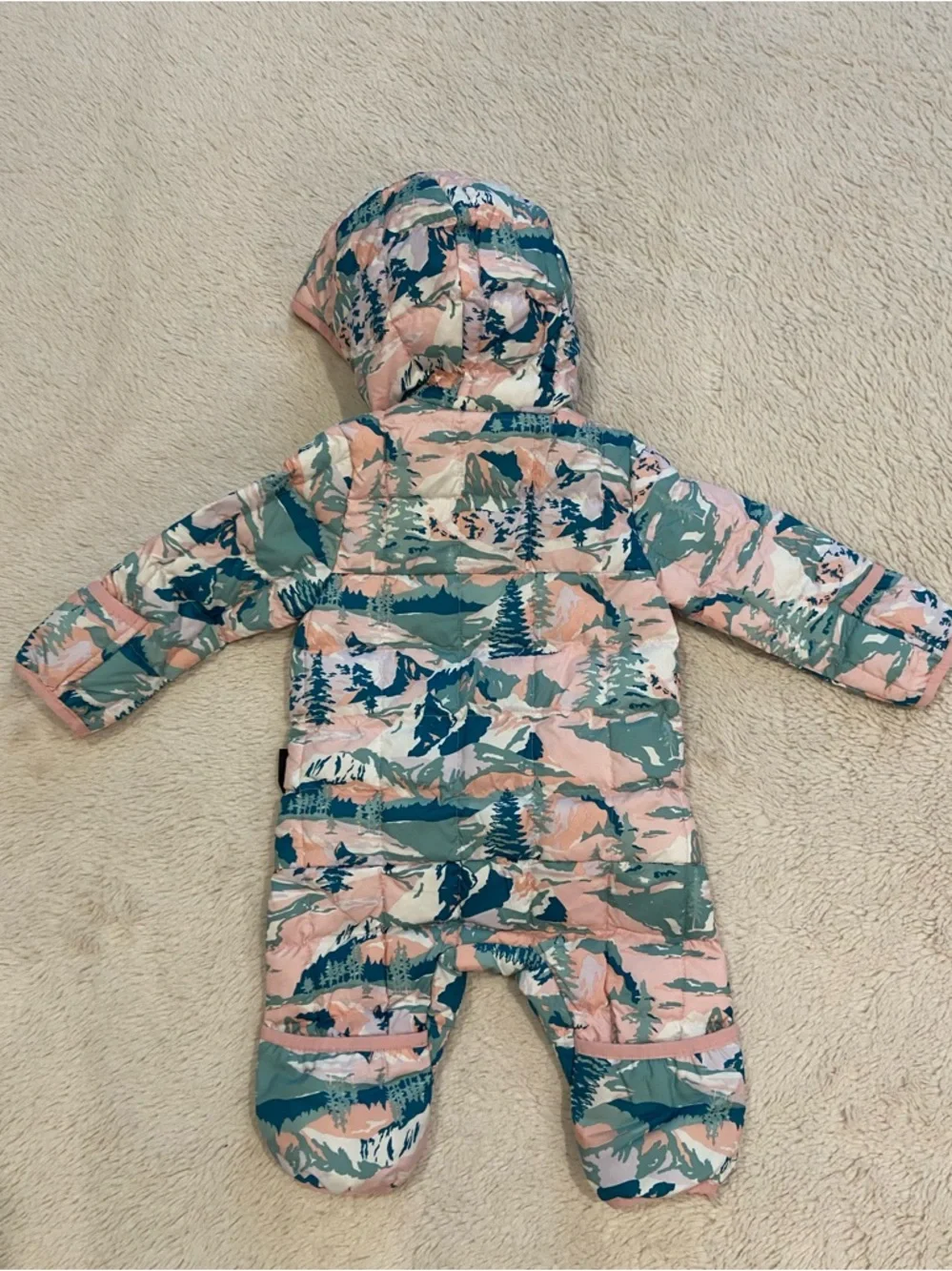 The North Face Baby ThermoBall Snowsuit 0-3M Hooded Bunting Pink Print Primaloft